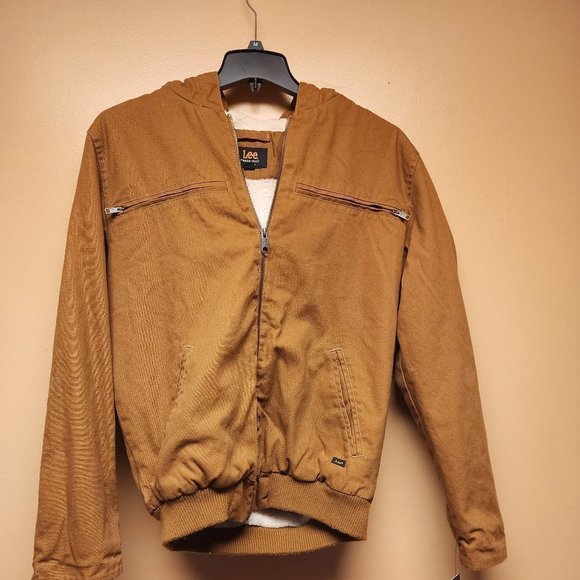 Lee Other - Lee Men's Hooded Zip Up Sherpa Lined Canvas Workwear Bomber Jacket